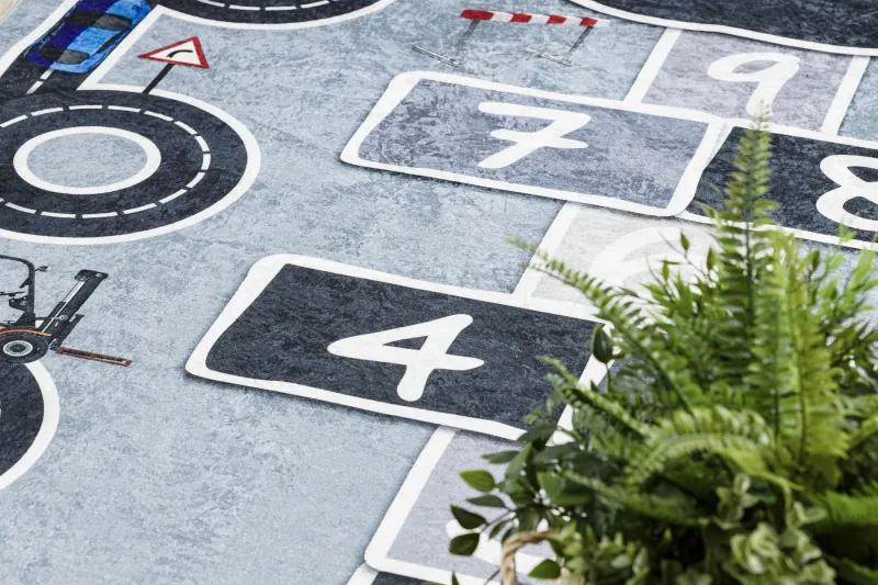 BAMBINO Detský prateľný koberec 2279 Streets, šedý,