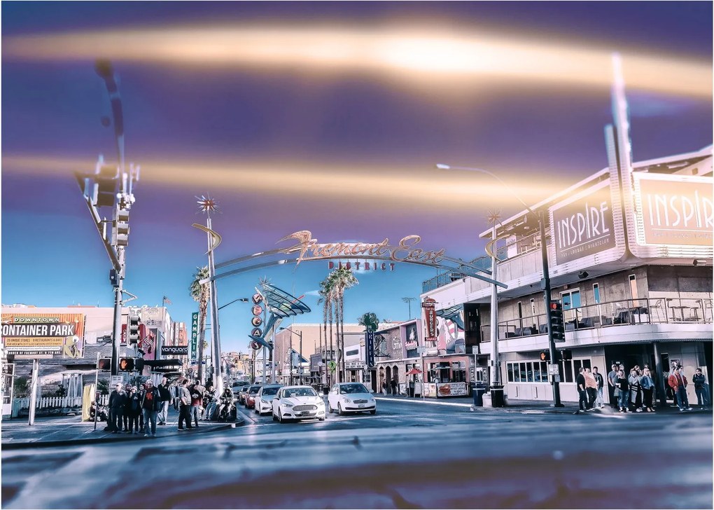 Sklenený obraz ulice v Las Vegas (70x50 cm)