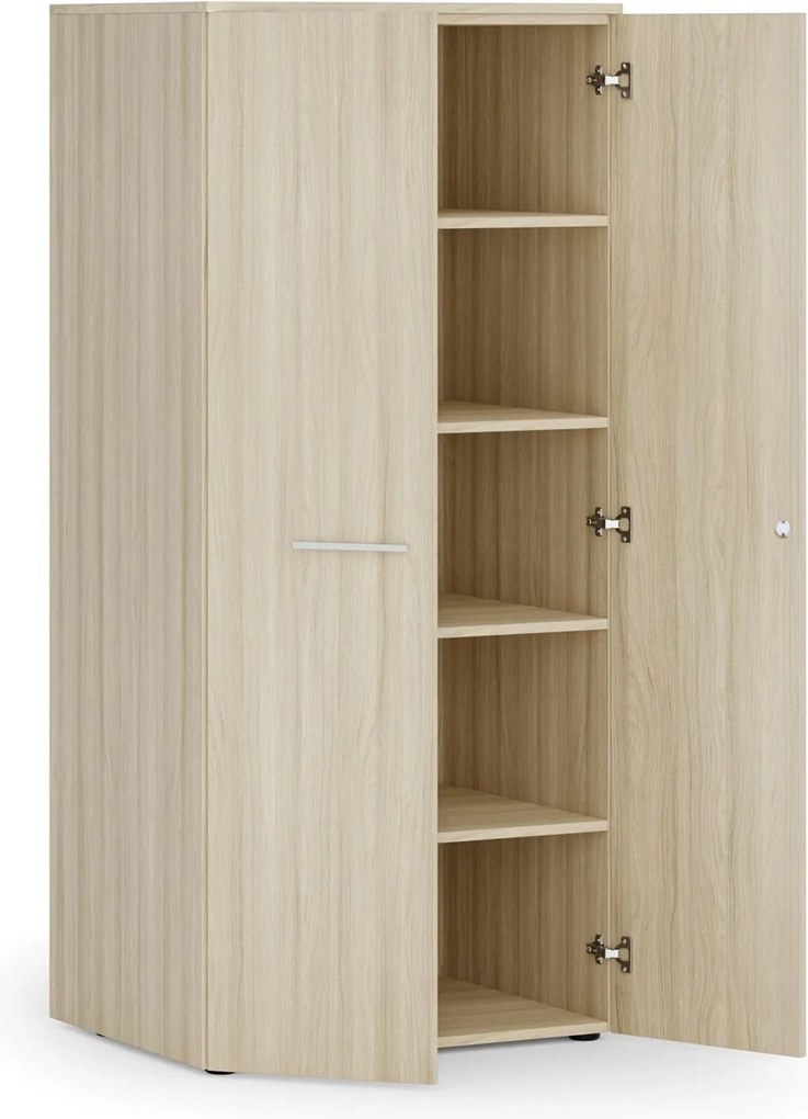 Kancelárska policová skriňa PRIMO WOOD s dverami, 1781 x 800 x 600 mm, dub prírodný