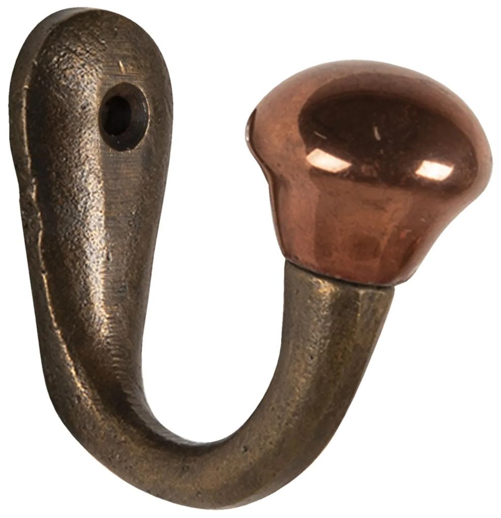Nástenný liatinový háčik s bronzovou koncovkou - 2 * 5 * 5 cm