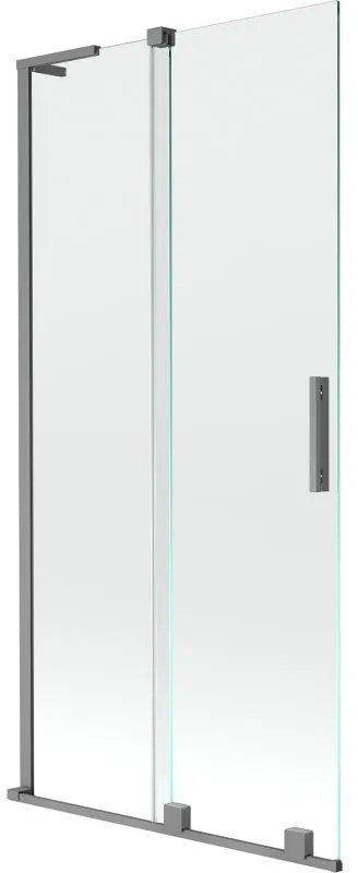 Mexen Velar L, 2-krídlová posuvná vaňová zástena 95 x 150 cm, 8mm číre sklo, grafitová matná, 896-095-003-01-95