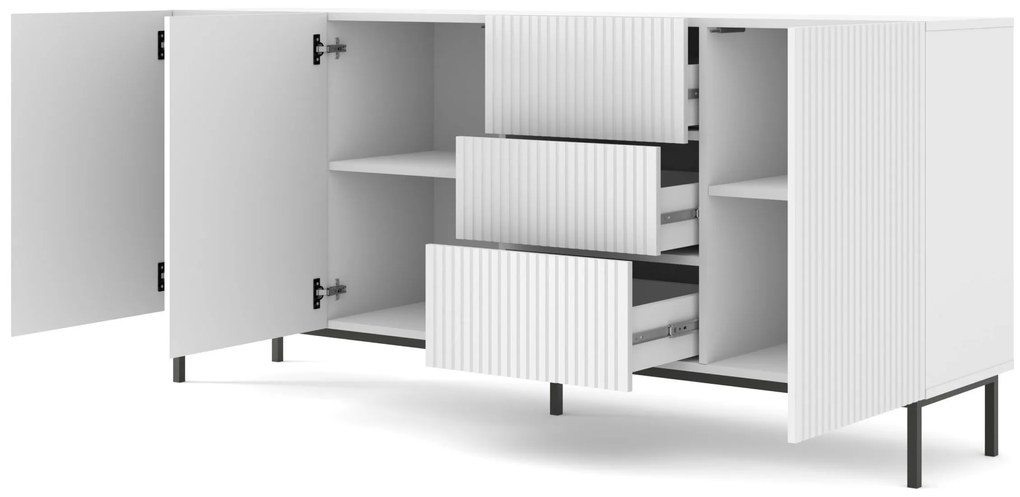 Komoda 3D3S 200 Rowanna (biela + čierna). Akcia -20%. Vlastná spoľahlivá doprava až k Vám domov. 1125008