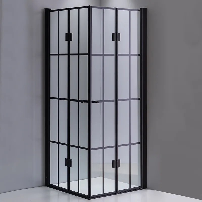 BPS-koupelny Štvorcový sprchový kút HYD-SK08B-M 90x90 čierna/transparent - bez vaničky