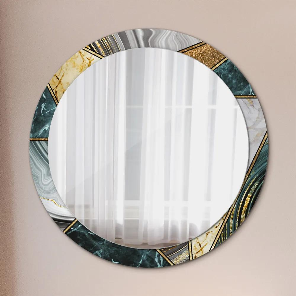Okrúhle ozdobné zrkadlo Mramor a zlato fi 90 cm