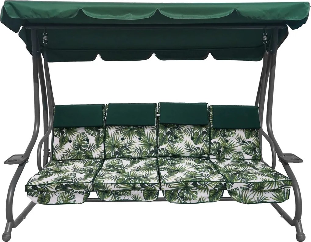 RAMIZ Veľká záhradná hojdačka so strieškou a vankúšmi 2x1 listy