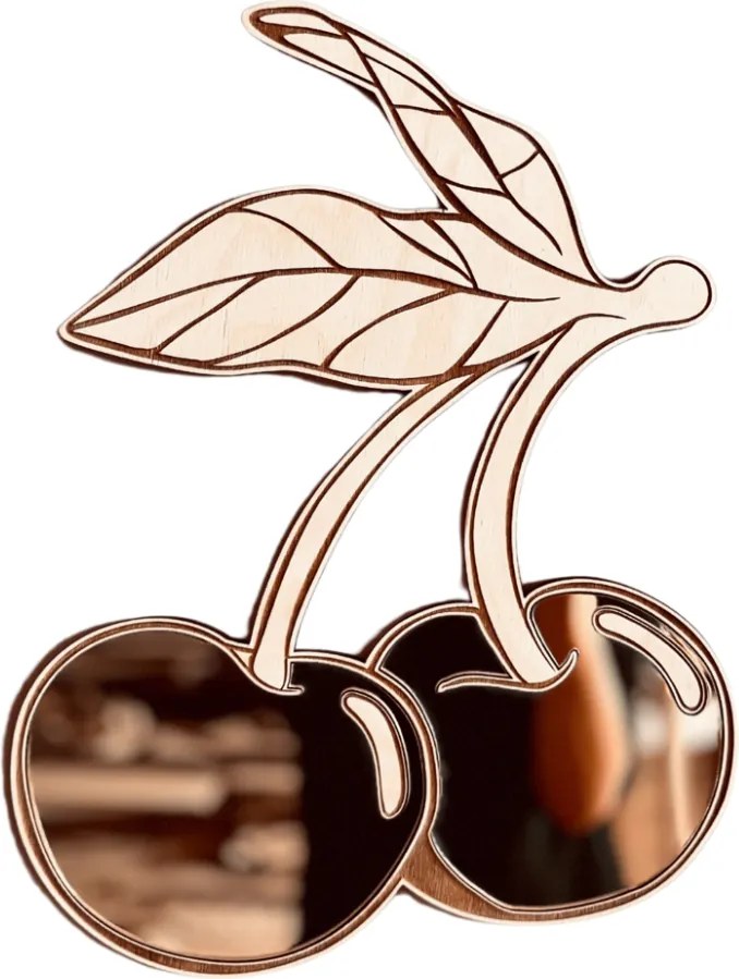 Zrkadlo čerešne do detskej izby – akrylové zrkadlo z dreva 36x30 cm