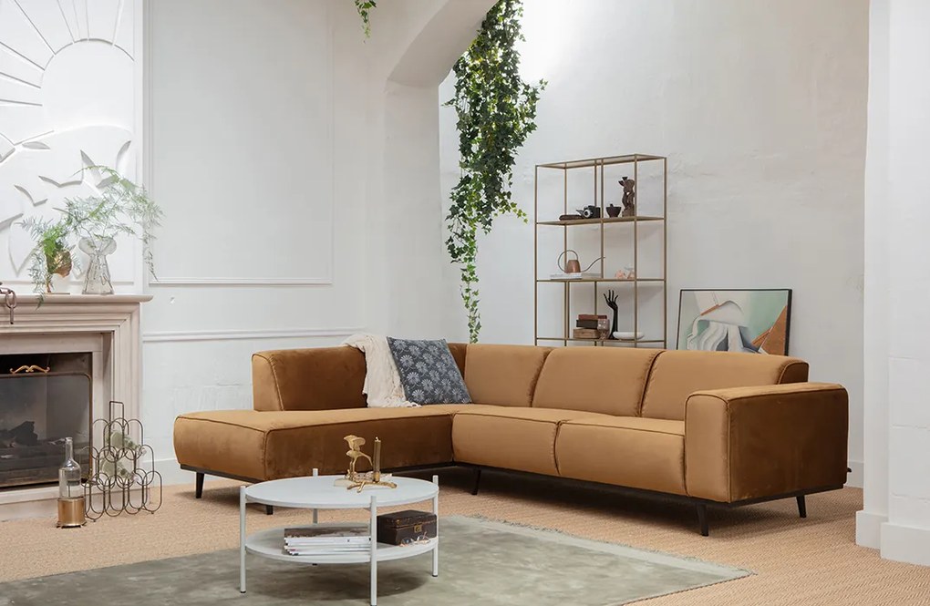 BePureHome Statement zamatová rohová sedačka - Zlatá, Ľavá