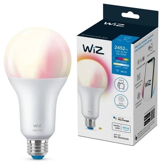 LED RGBW Stmievateľná žiarovka A80 E27/18,5W/230V 2200-6500K CRI 90 Wi-Fi - WiZ