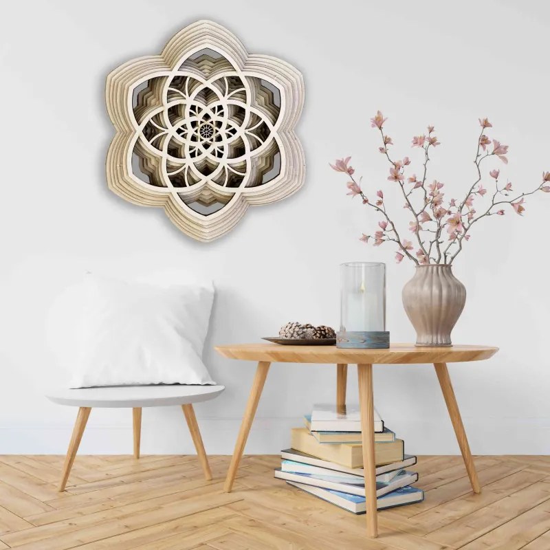 Vyrezávaná drevená 3D mandala na stenu | SENTOP PR0456
