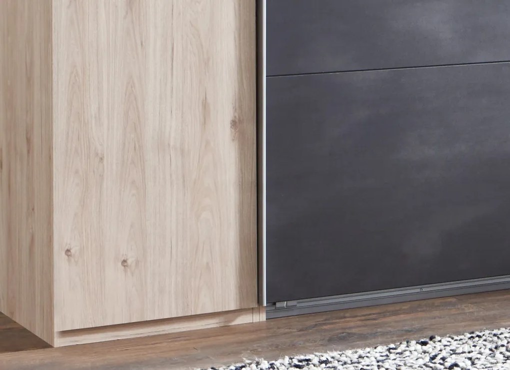 Šatníková skriňa Lotto, 270 cm, dub hickory/antracitová oceľ