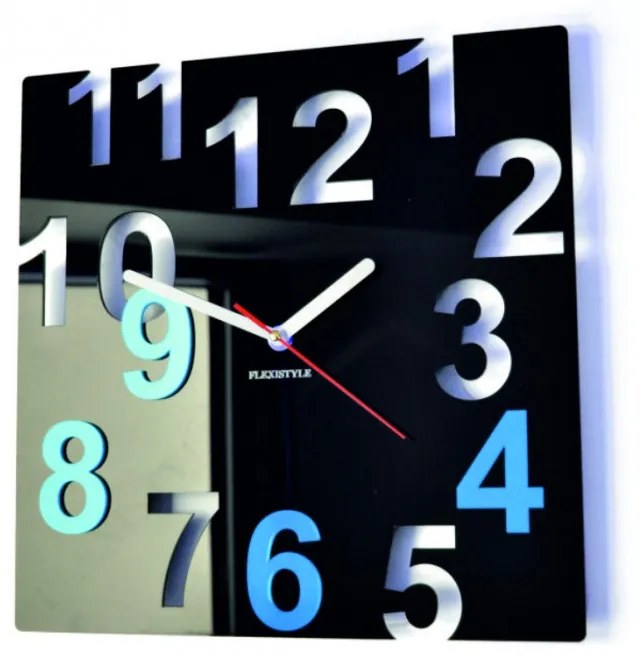 Nástenné hodiny Quartz, nalepovacie dekorácie, 3D zrkadlové nálepky Xmomo FL-z7-RAL9005-5015 HEU-