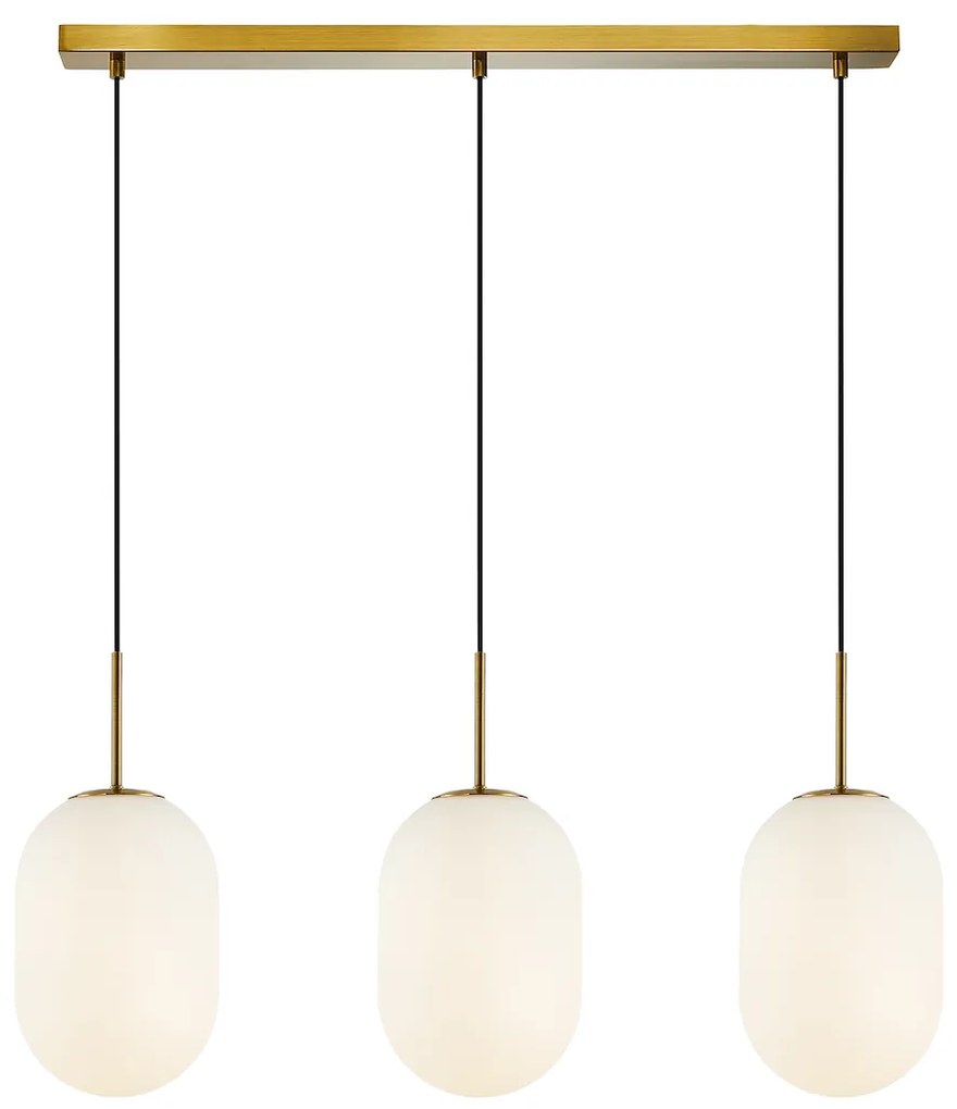 Závesné svietidlo Alias, 3x biele sklenené tienidlo, g