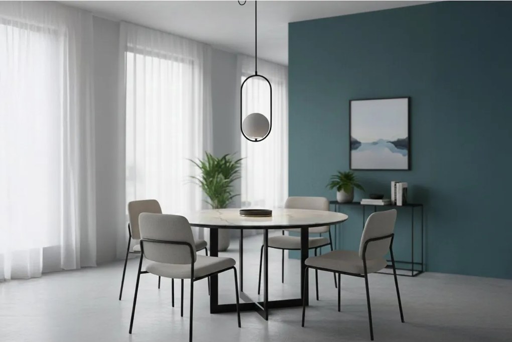 Závesné svietidlo Florence Spider, 1x biele sklenené tienidlo, b/ch, U