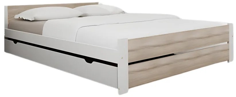 Posteľ IKAROS DOUBLE 120 x 200 cm, biela/dub sonoma Rošt: S lamelovým roštom, Matrac: Matrac SOMMERA 18 cm