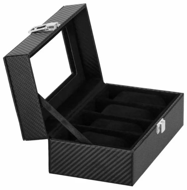 SPRINGOS Škatuľka na hodinky SPRINGOS COBALT 4 čierna/čierna