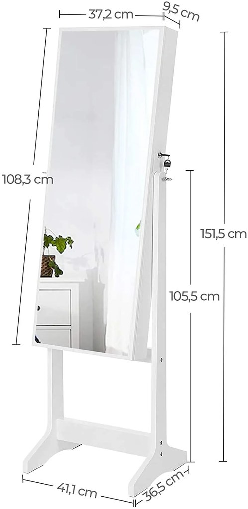 Šperkovnice se zrcadlem Jewellery bílá