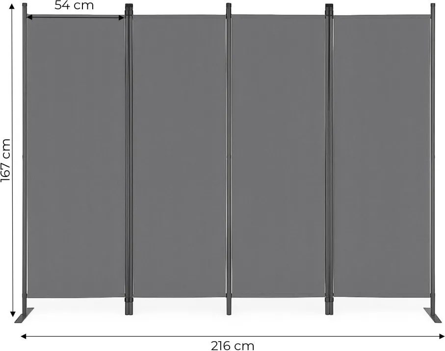 Záhradný 4-panelový skladací paraván proti vetru a slnku - 167 x 216 cm
