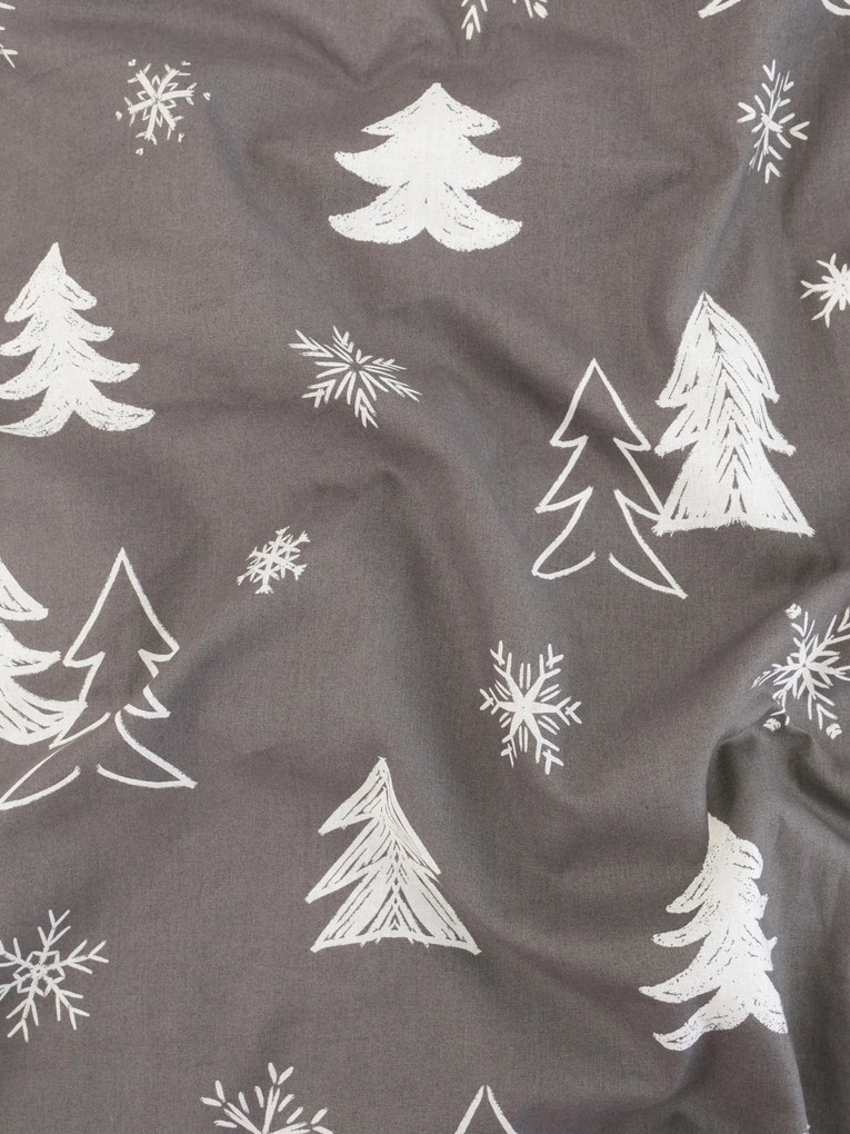 Vianočná bavlnená obliečka na vankúšik Renforcé 40 × 40 cm - Stromčeky šedé