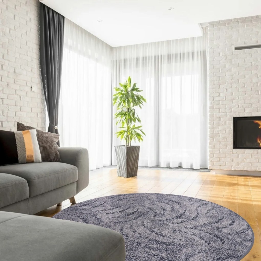 Kusový koberec Scroll šedý kruh, 400x400 (priemer) kruh, šedá, obývacia izba, AladinWorld Expres