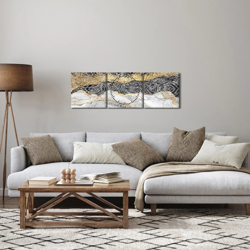 Obraz - Mandala v mramore (s hodinami) (90x30 cm)