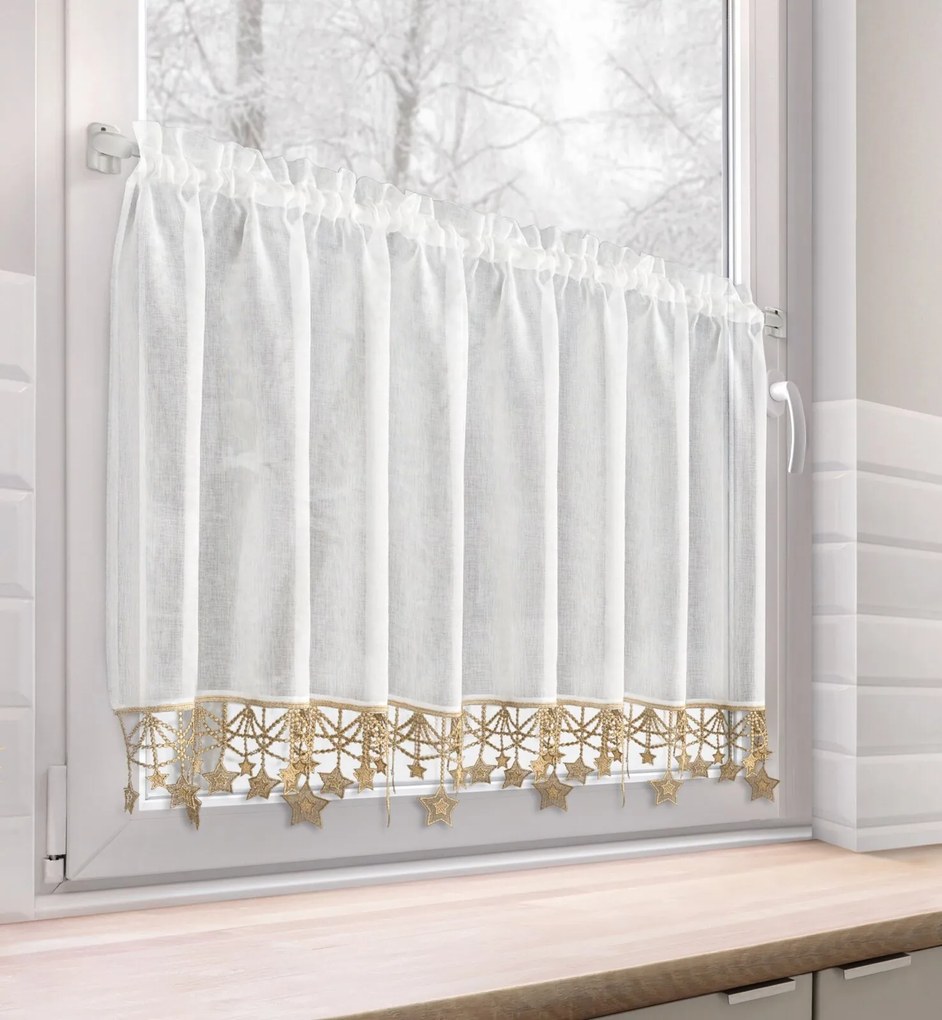 KRÁTKA VIANOČNÁ ZÁCLONA NA PÁSKE XMAS 60X150 CM HVIEZDY