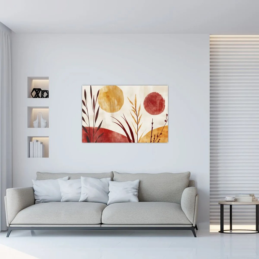 Obraz - Rastliny a kruhy (90x60 cm)