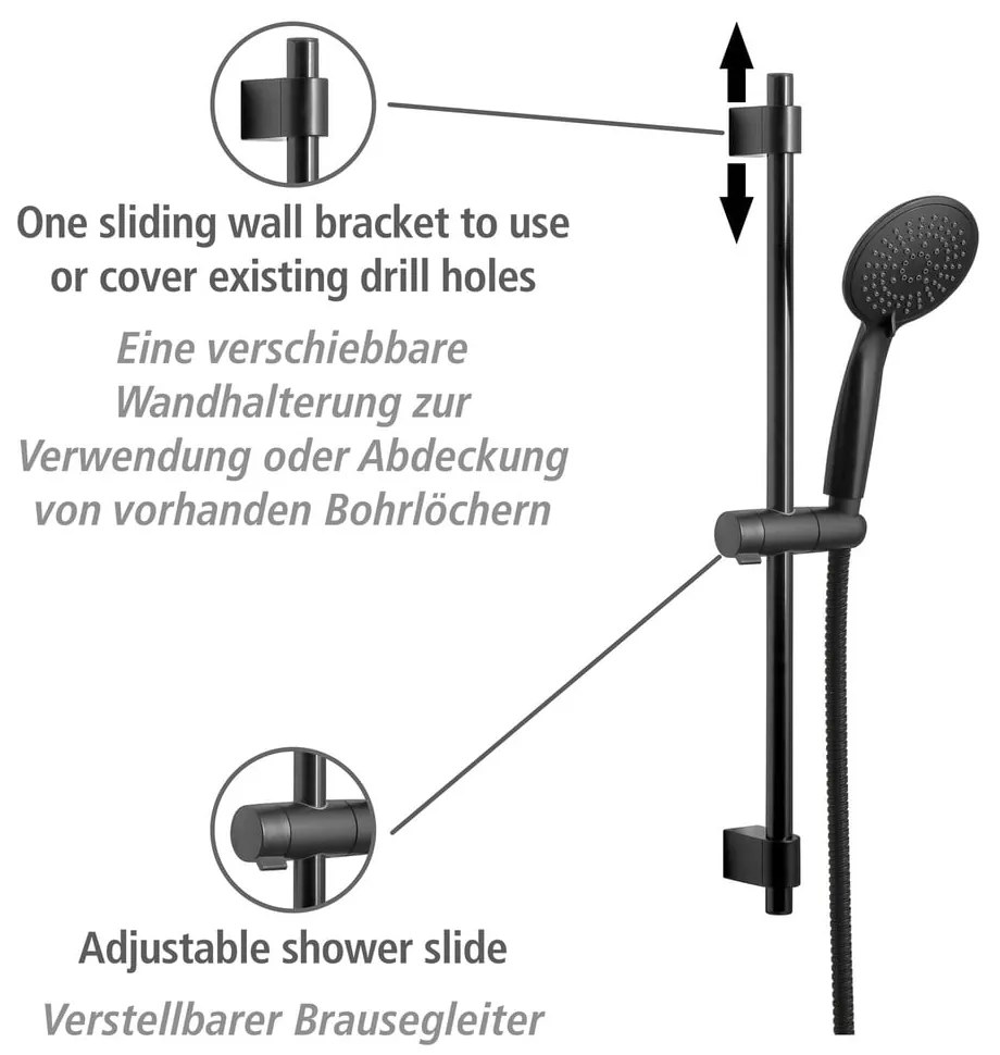Čierny sprchový set z nerezovej ocele 66 cm Young - Wenko
