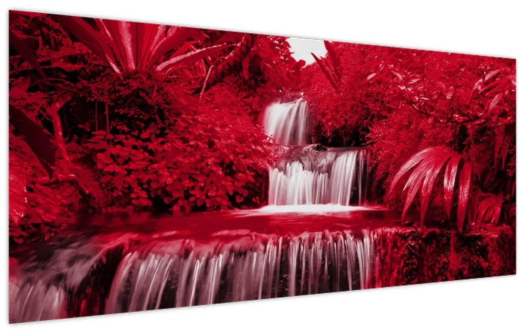 Obraz - Indonézske vodopády v červenej (120x50 cm)