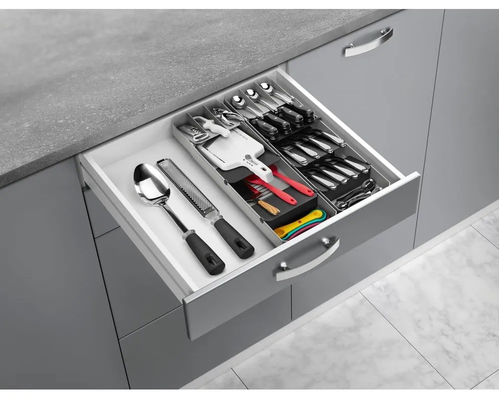 Sivý plastový príborník do zásuvky 15 x 49 cm – Metaltex