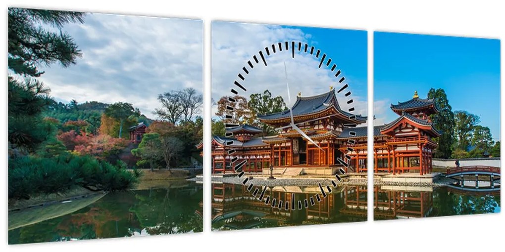 Obraz - Chrám Byodo-in, Japonsko (s hodinami) (90x30 cm)