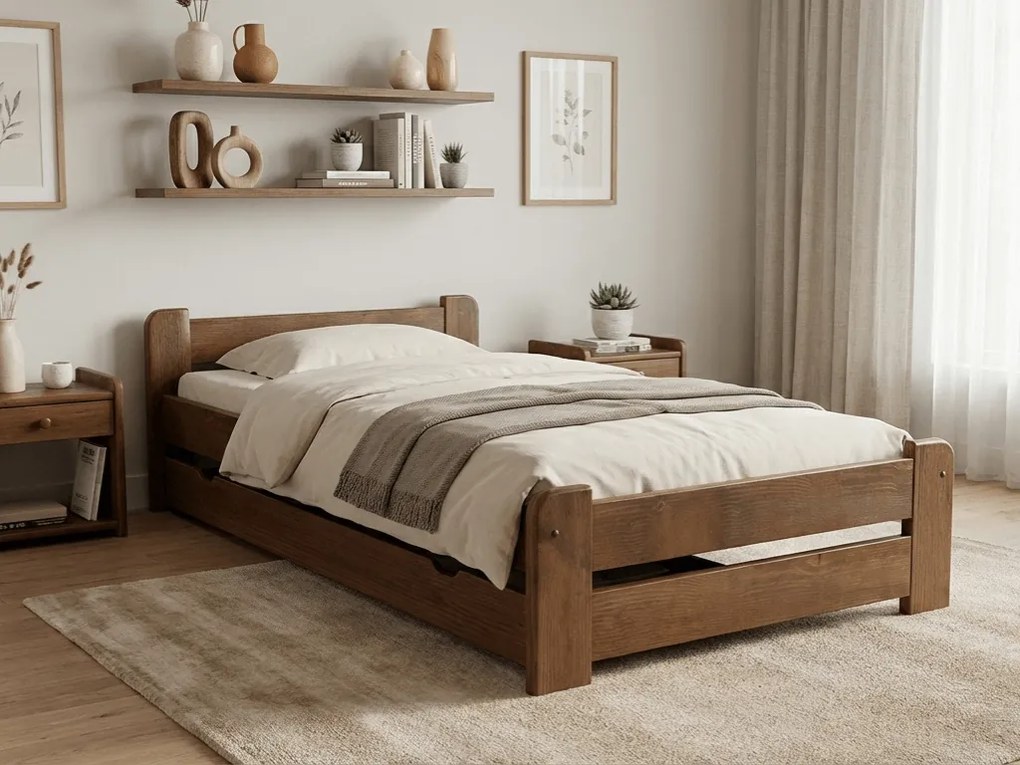 Posteľ Emily 80 x 200 cm, dub Rošt: S latkovým roštom, Matrac: Matrac DELUXE 10 cm