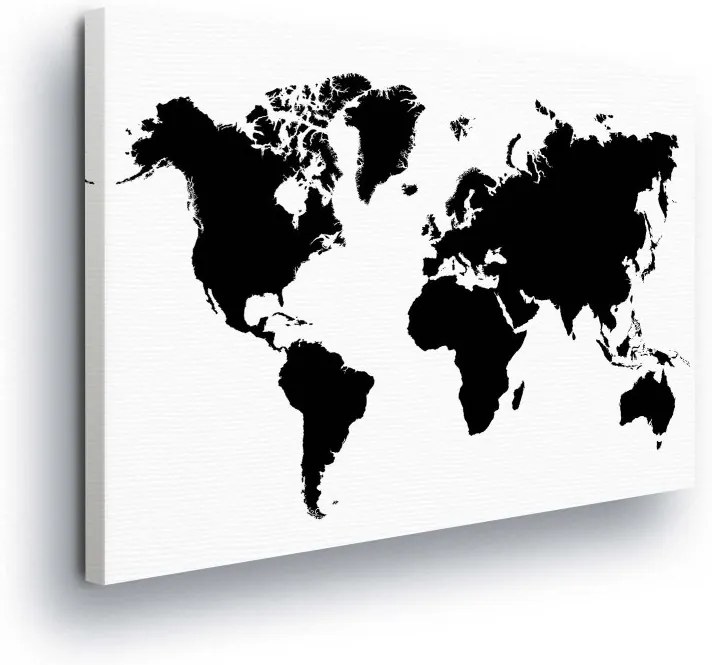 GLIX Obraz na plátne - Black and White Map World II 100x75 cm
