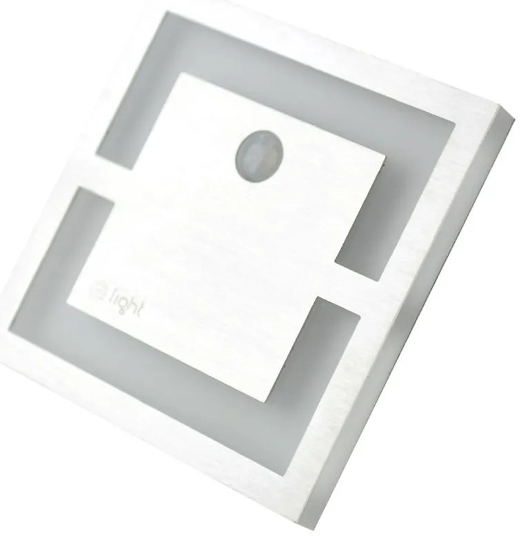 Schodiskové LED svietidlo Quadro, 1x LED 0,6w, 4000k, s, pohybový senzor