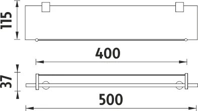 Nimco Polica s ohrádkou, 50 cm BORMO čierna - BRC 11091BX-50-90