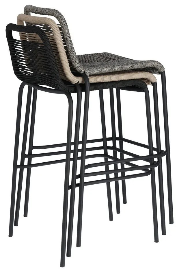 Sivá barová stolička s oceľovou konštrukciou Kave Home Glenville, výška 74 cm