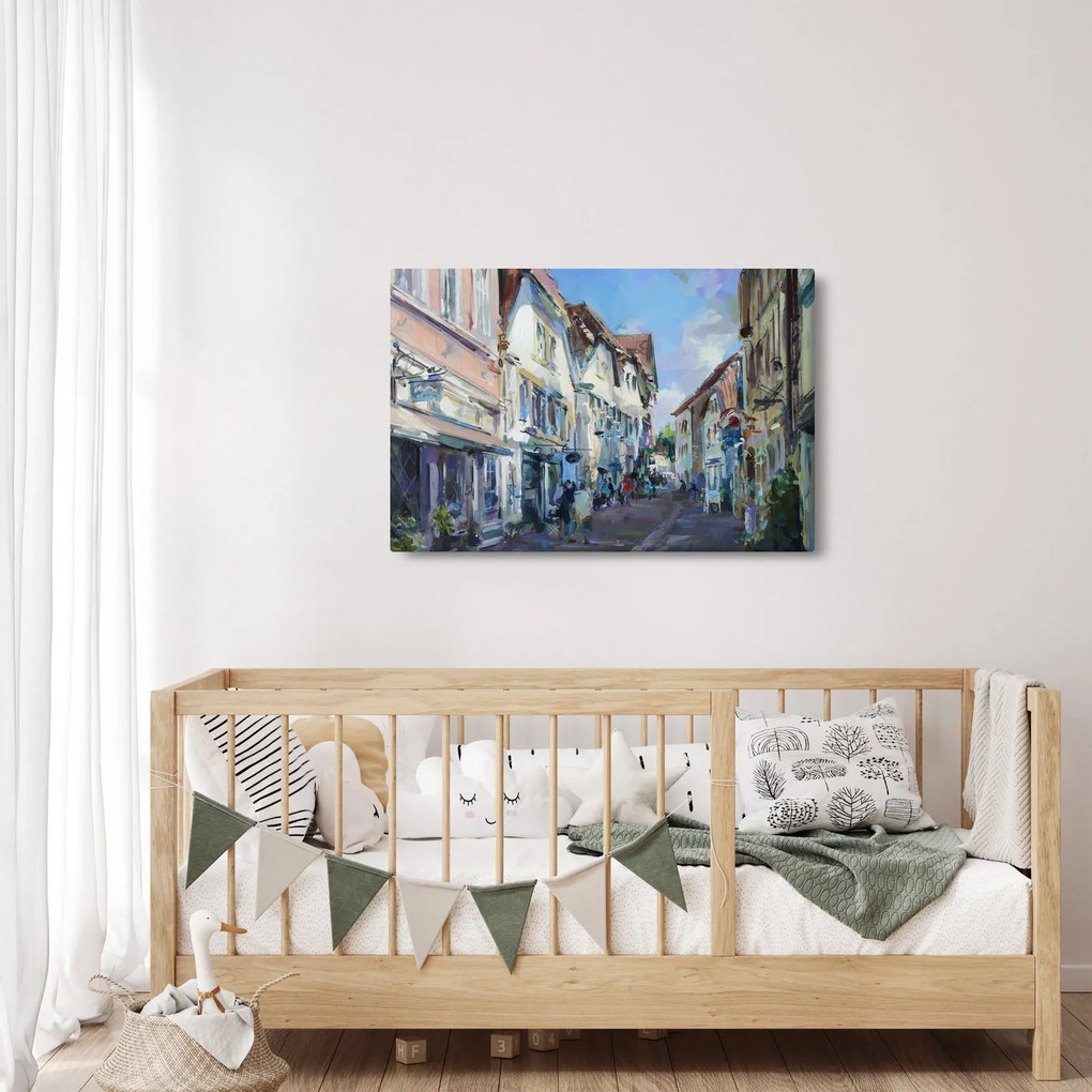 Obraz - Ulička starého mesta, akrylová maľba (90x60 cm)