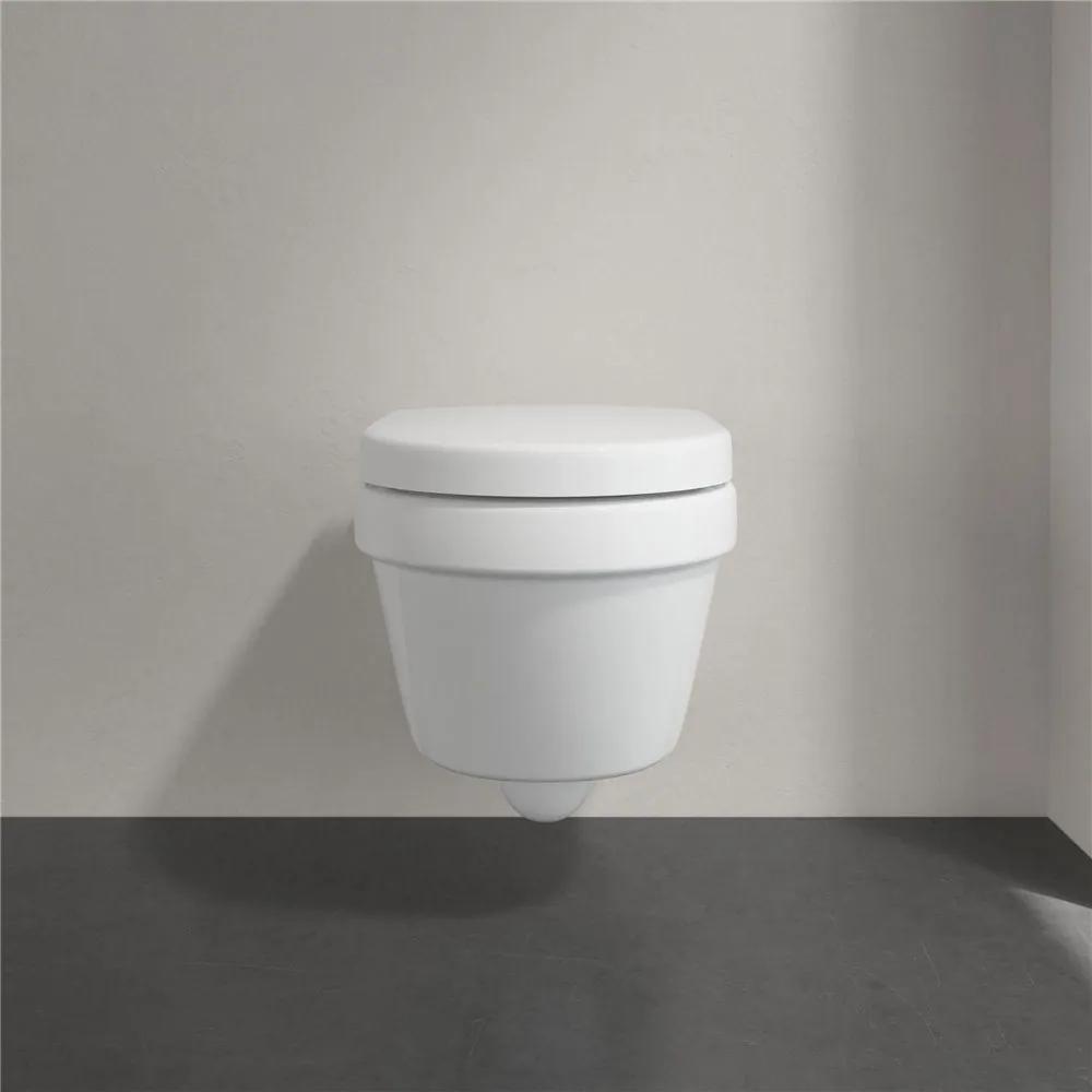 VILLEROY &amp; BOCH Architectura Compact závesné WC s hlbokým splachovaním bez vnútorného okraja, 350 x 480 mm, biela alpská, s povrchom CeramicPlus, 4687R0R1