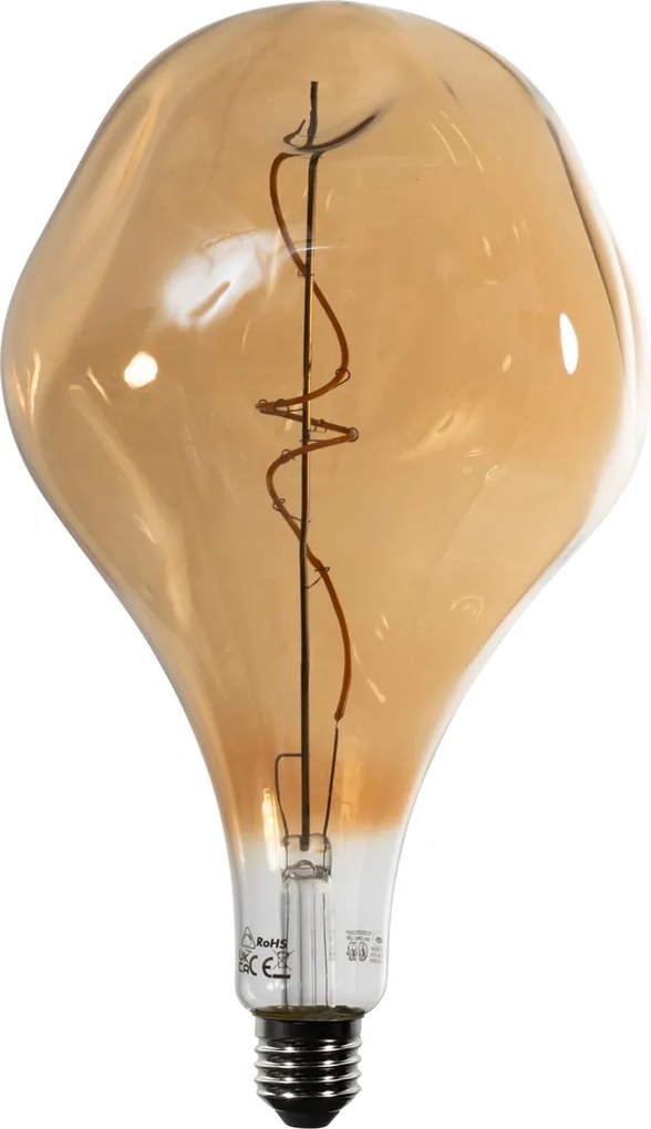 E27 Stmievateľná LED žiarovka so špirálovým vláknom PS160 zrkadlová zlatá 6W 100 lm 1800K