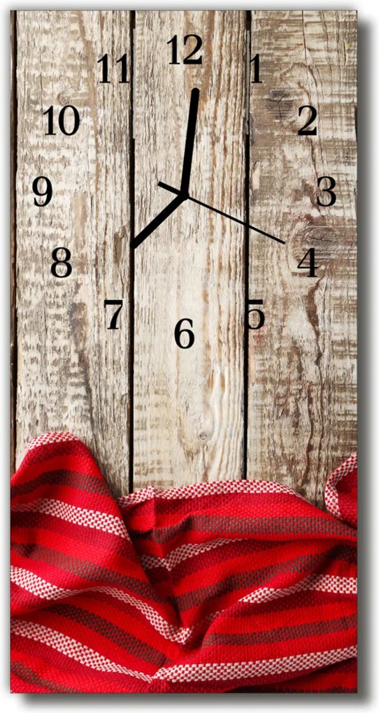 Sklenené hodiny vertikálne  Červená drevená obrus