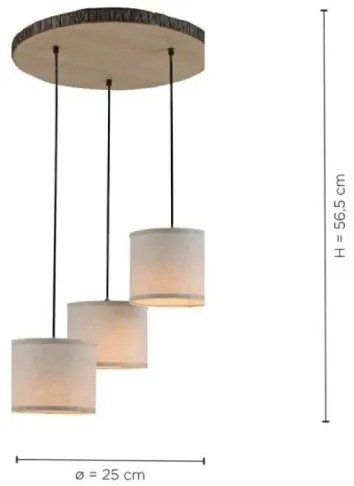 Leuchten Direkt 11236-79 - Luster na lanku BARK 3xE27/40W/230V