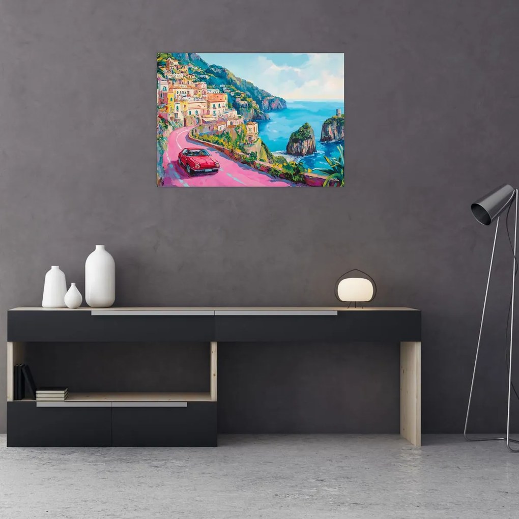 Obraz - Ružová cesta na pobreží (70x50 cm)