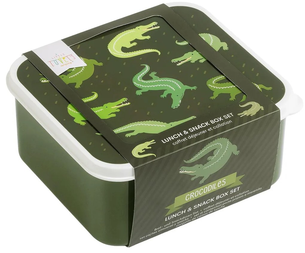 A Little Lovely Company - súprava štyroch desiatových škatuliek - krokodíl