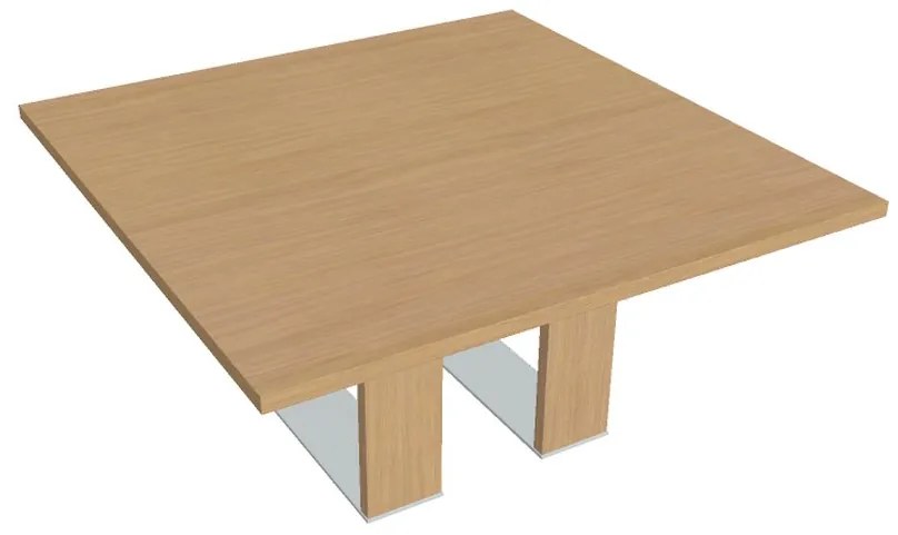 Rokovací stôl Verno+ S 150 x 150 cm, dub svetlý / čierna