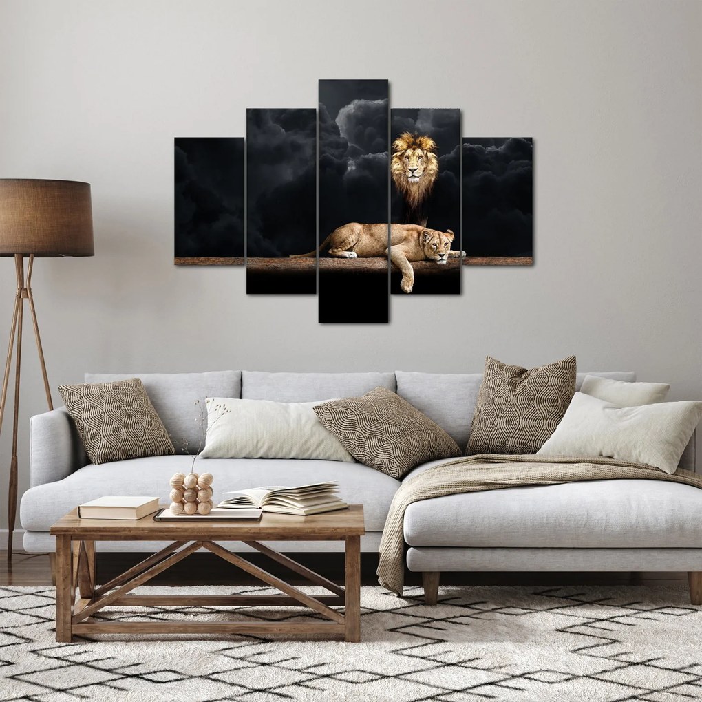 Obraz - Lev a levice v oblakoch (150x105 cm)