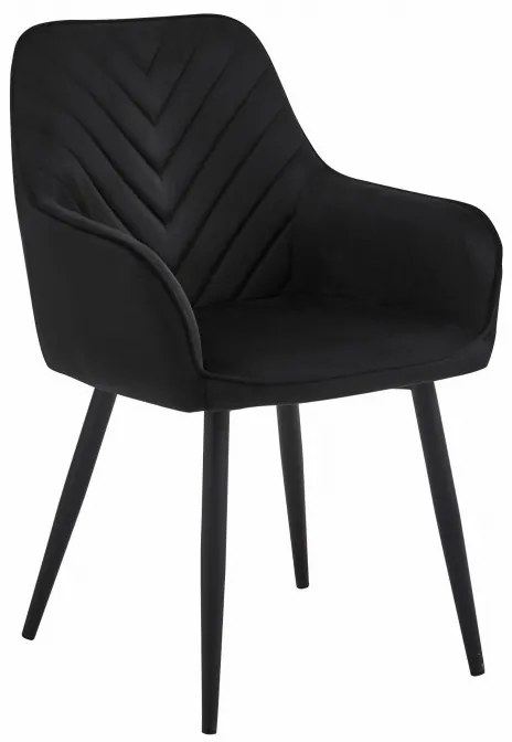 Set dvoch jedálenských stoličiek NANA zamatové, čierne (čierne nohy) 2 ks