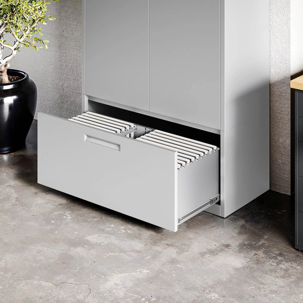 Modulárna kovová multifunkčná skriňa s vysokou zásuvkou sivá MEGAN 1950 x 900 x 400 mm