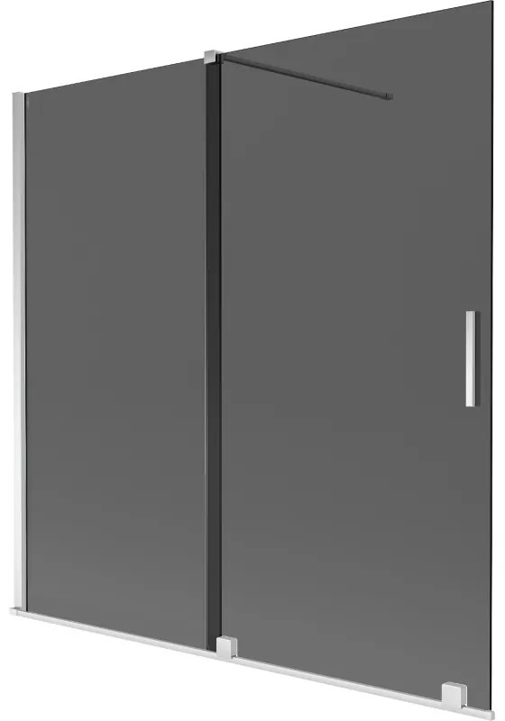 Mexen Velar, 2-krídlová posuvná vaňová zástena 160 x 150 cm, 8mm šedé sklo, chrómová, 896-160-000-41-01