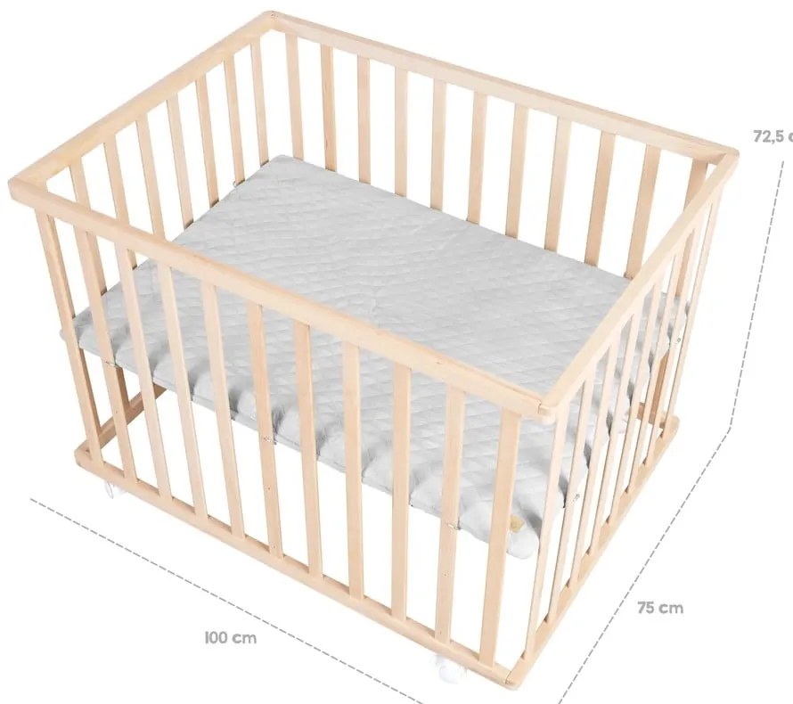 Sivá detská ohrádka z bukového dreva 75x100 cm Roba style – Roba