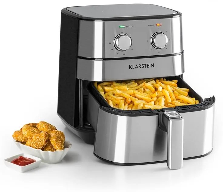 Klarstein AeroVital, teplovzdušná fritéza, 1700 W, 5,4 l, časovač, nehrdzavejúca oceľ, strieborná