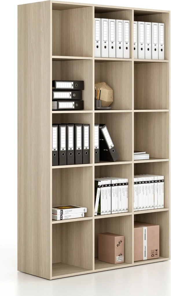 Regál FRAME, vysoký, 3 stĺpce, 2162 x 1299 x 450 mm, dub prírodný